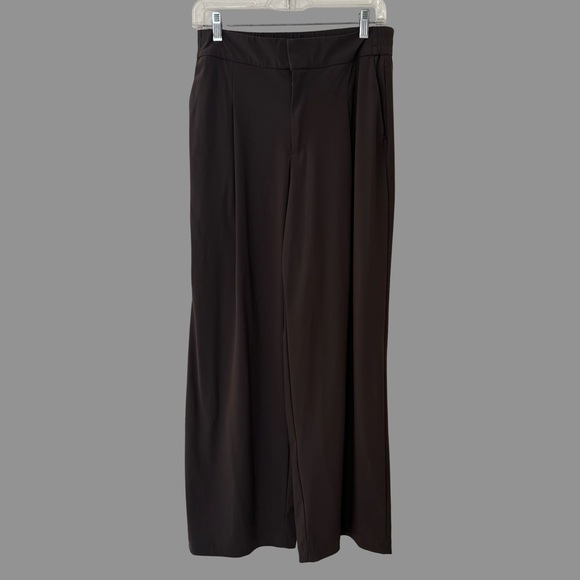 Athleta Pinnacle Brown Pleated Front Wide Leg Stretch Trousers US6 - Picture 2 of 10